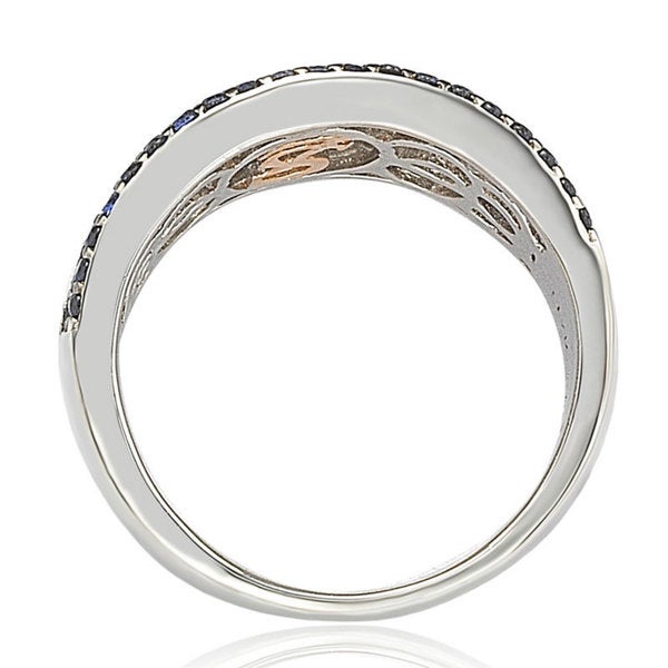 Suzy Levian Sterling Silver Blue & White Cubic Zirconia Mosaic Ring