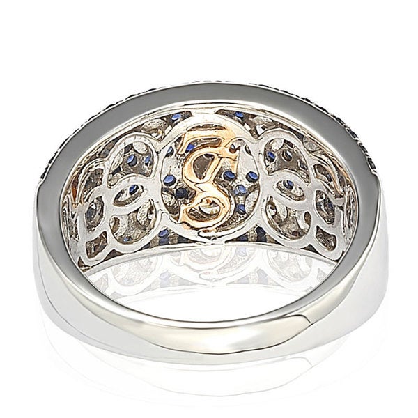 Suzy Levian Sterling Silver Blue & White Cubic Zirconia Mosaic Ring