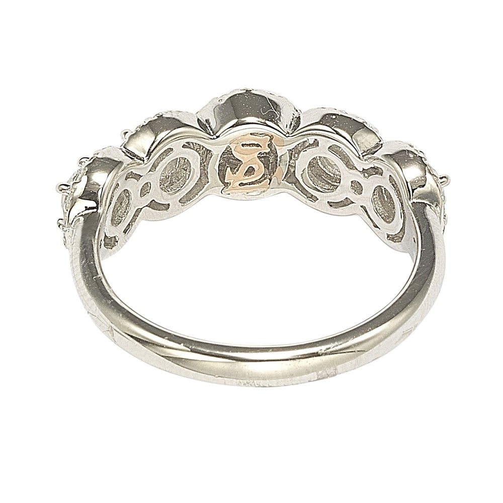 Suzy Levian Sterling Silver Cubic Zirconia 5-Stone Halo Ring