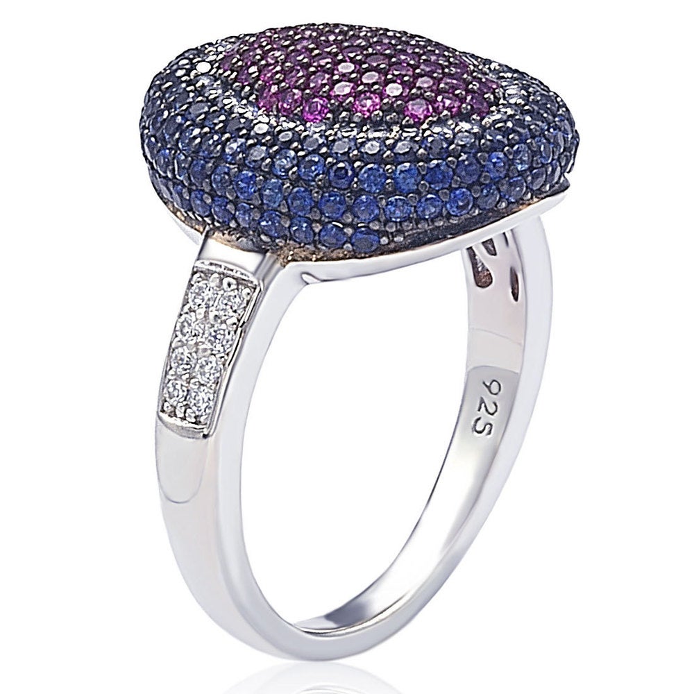 Suzy Levian Sterling Silver Cubic Zirconia American Inspired Multi Color Ring