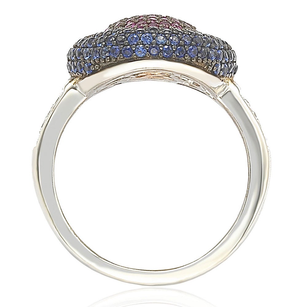 Suzy Levian Sterling Silver Cubic Zirconia American Inspired Multi Color Ring
