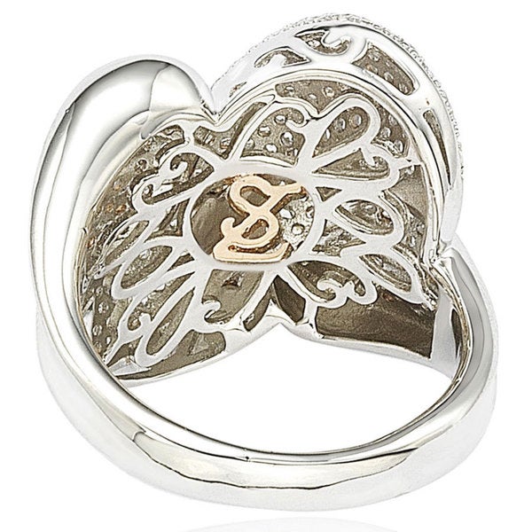 Suzy Levian Sterling Silver Cubic Zirconia Crossover X Ring