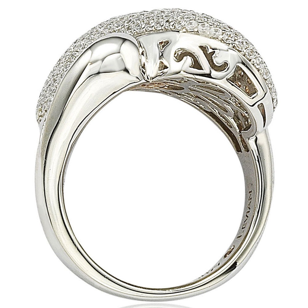 Suzy Levian Sterling Silver Cubic Zirconia Crossover X Ring
