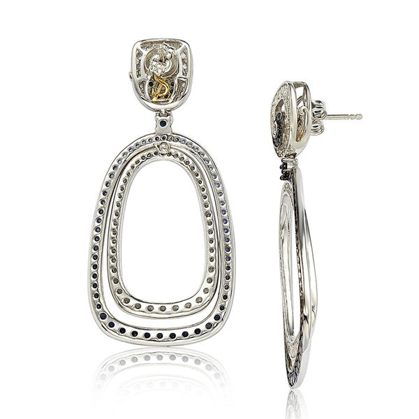 Suzy Levian Sterling Silver Blue Sapphire Earrings