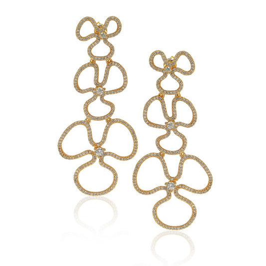 Suzy Levian Sterling Silver Cubic Zirconia Flower Drop Dangle Earrings