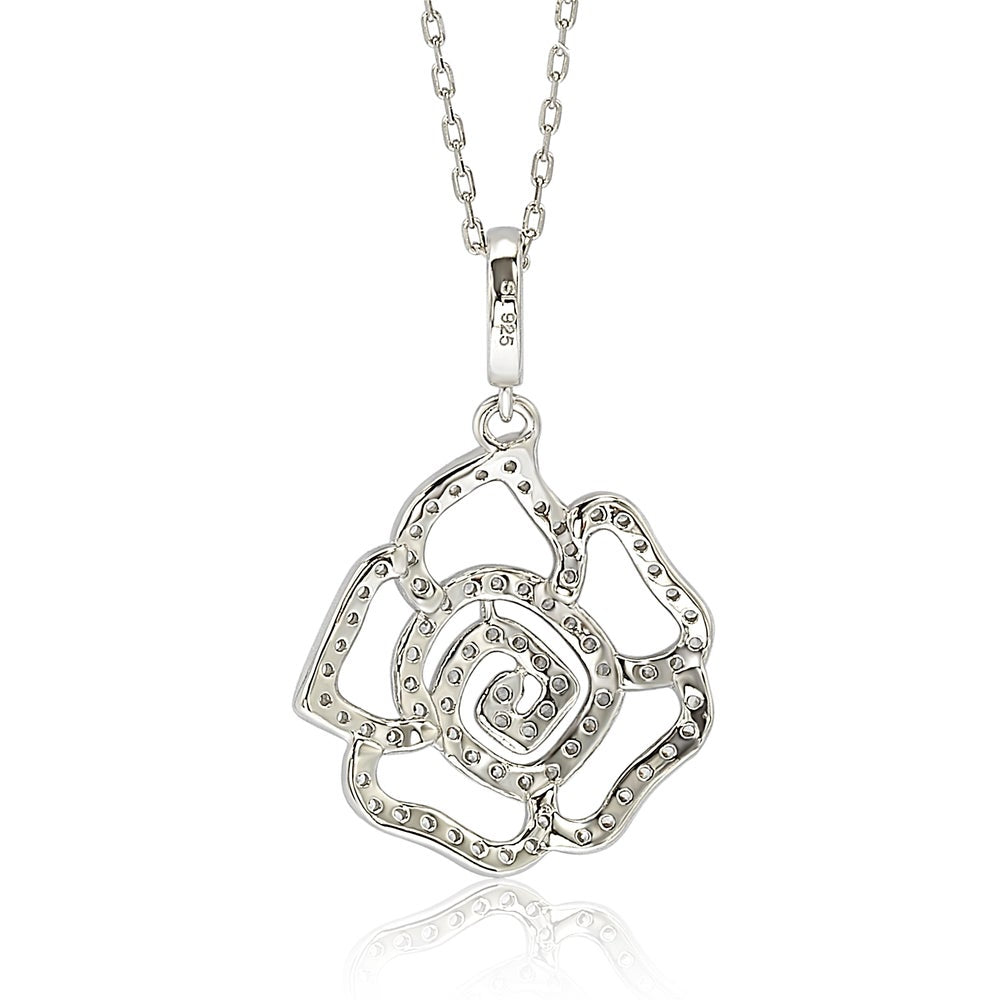 Suzy Levian Sterling Silver Cubic Zirconia Flower Pendant
