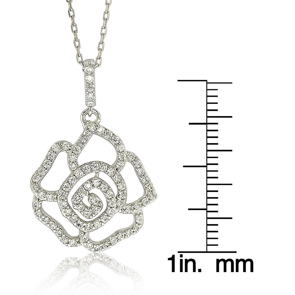 Suzy Levian Sterling Silver Cubic Zirconia Flower Pendant