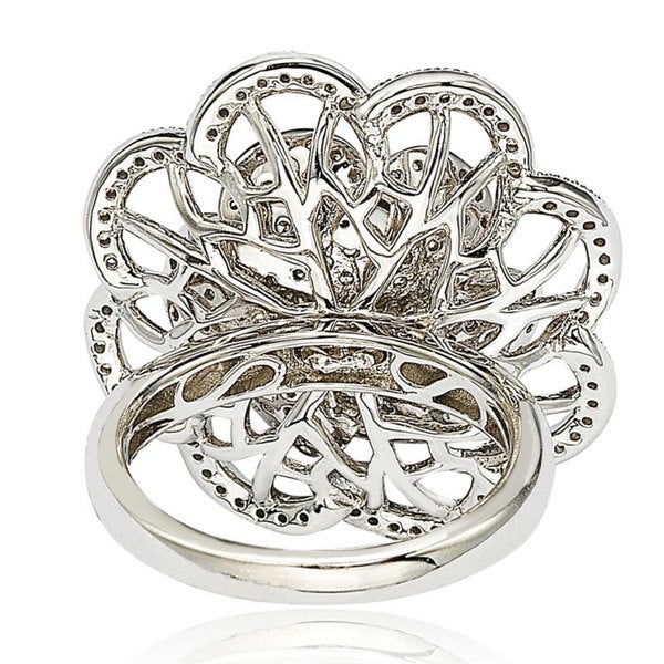 Suzy Levian Sterling Silver Cubic Zirconia Flower Ring