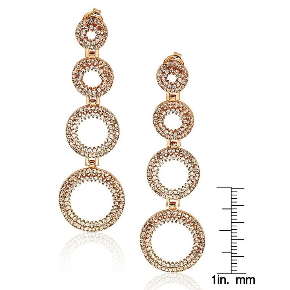 Suzy Levian Rosed Sterling Silver Cubic Zirconia Graduating Circle Earrings