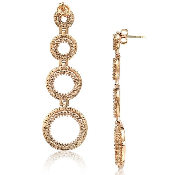 Suzy Levian Rosed Sterling Silver Cubic Zirconia Graduating Circle Earrings