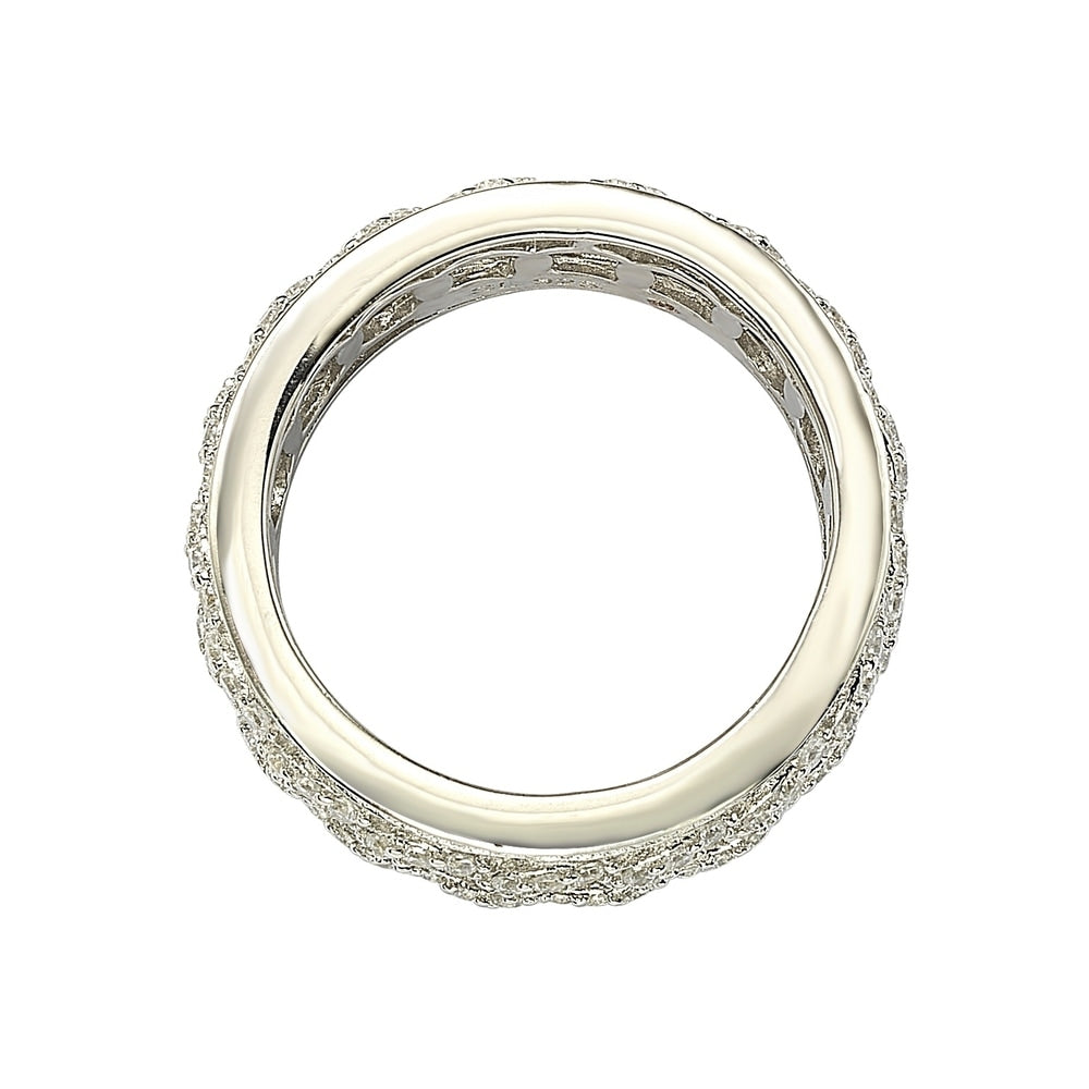 Suzy Levian Sterling Silver Cubic Zirconia Link Eternity Band Ring