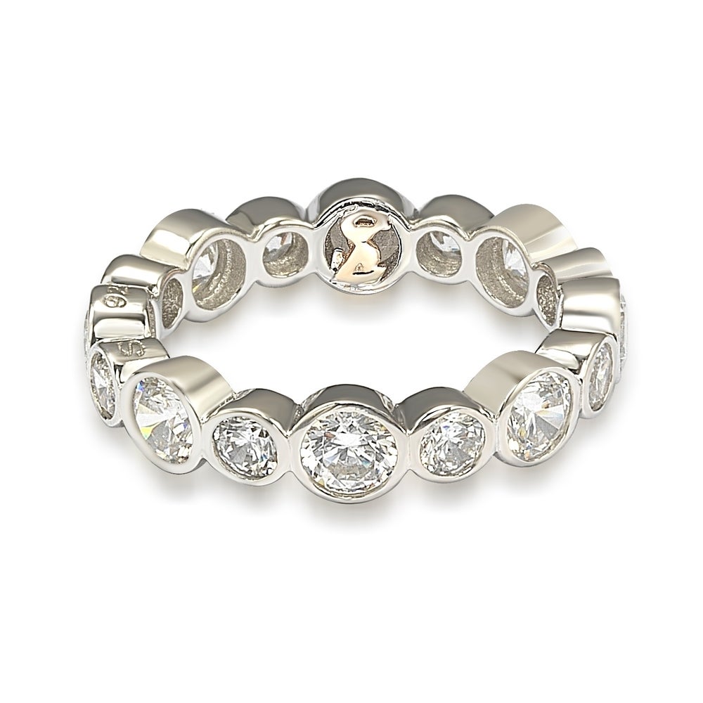 Suzy Levian Sterling Silver Cubic Zirconia Multi Circle Bezel Set Eternity Band