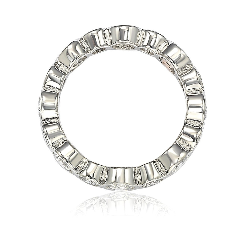 Suzy Levian Sterling Silver Cubic Zirconia Multi Circle Bezel Set Eternity Band