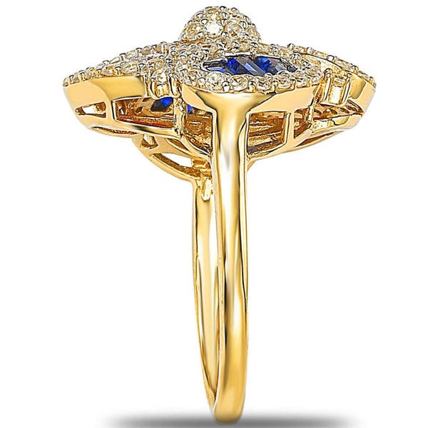 Suzy Levian Sterling Silver Cubic Zirconia Multi-Color Baguette Cluster Ring - Multicolor