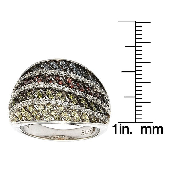 Suzy Levian Sterling Silver Cubic Zirconia Multi-Color Pave Ring