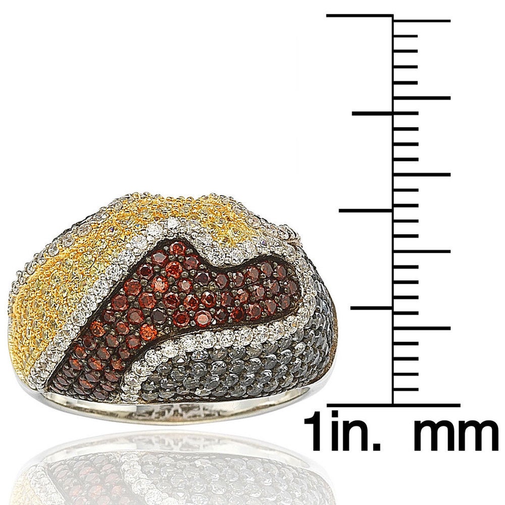 Suzy Levian Sterling Silver Cubic Zirconia Multi-Color Wavy Ring
