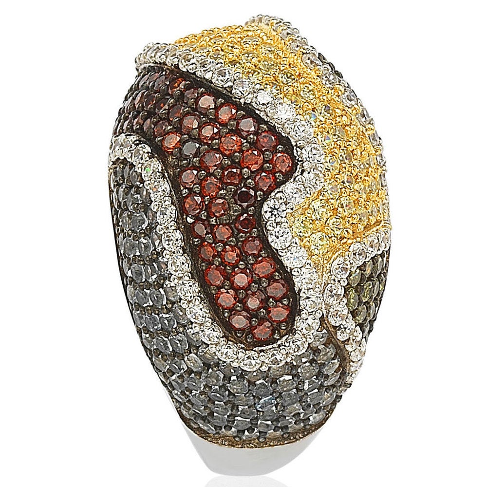 Suzy Levian Sterling Silver Cubic Zirconia Multi-Color Wavy Ring