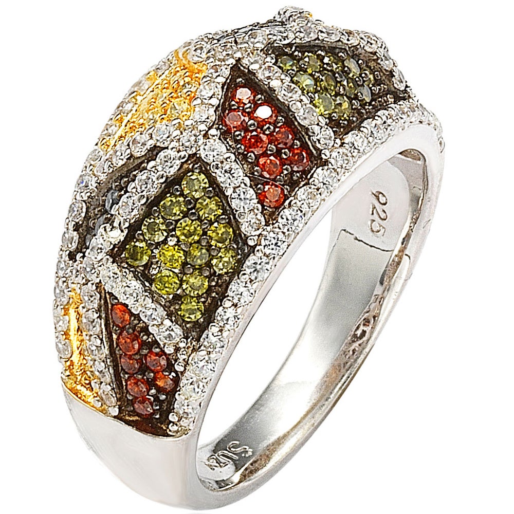 Suzy Levian Sterling Silver Cubic Zirconia Multicolor Exotic Ring