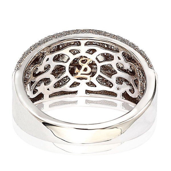 Suzy Levian Sterling Silver Cubic Zirconia Pave Anniversary Band Ring