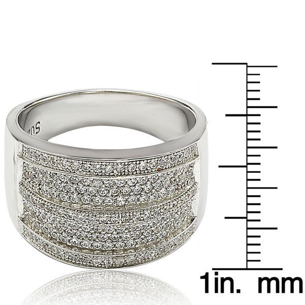 Suzy Levian Sterling Silver Cubic Zirconia Pave Ring