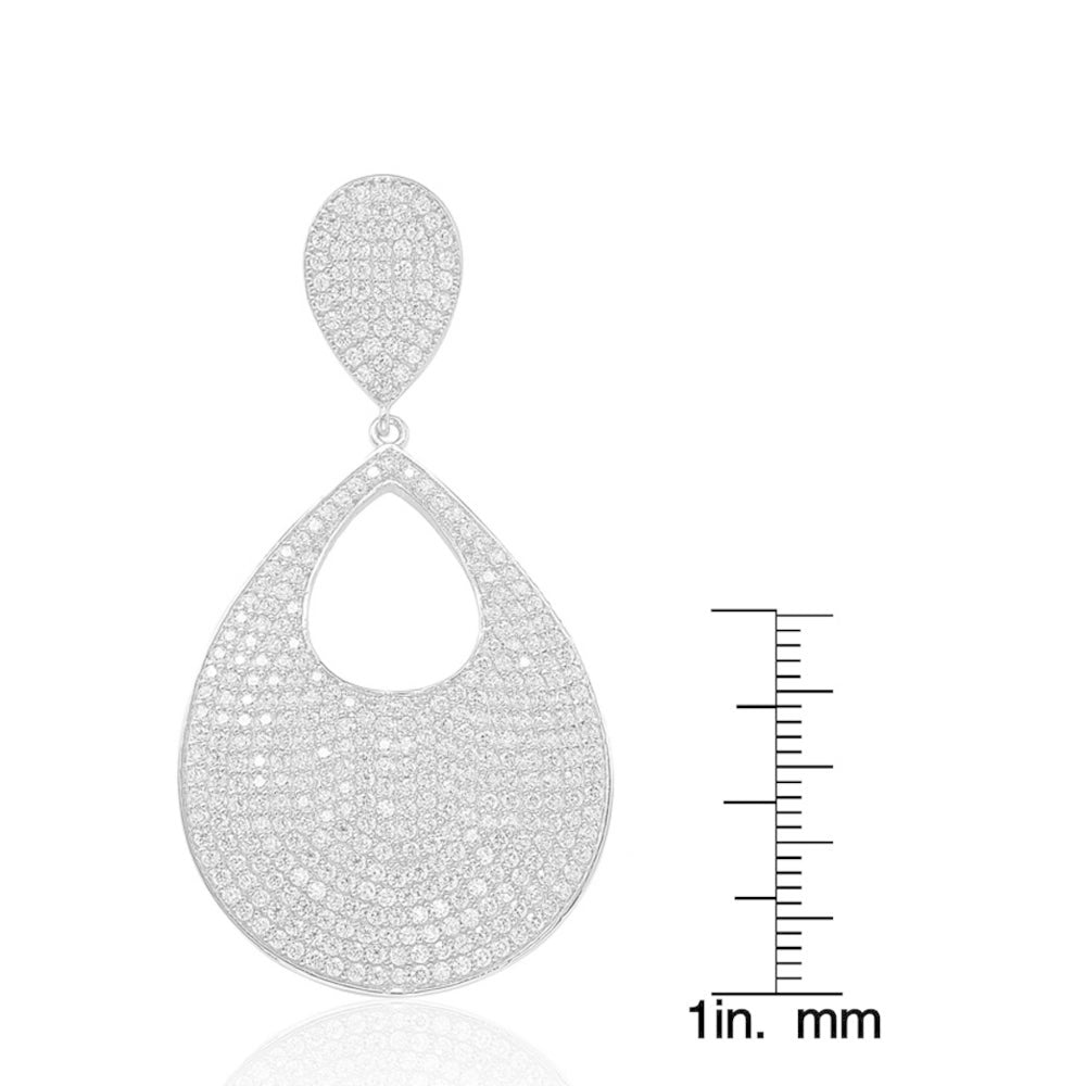 Suzy Levian Sterling Silver Cubic Zirconia Tear Drop Pave Earrings