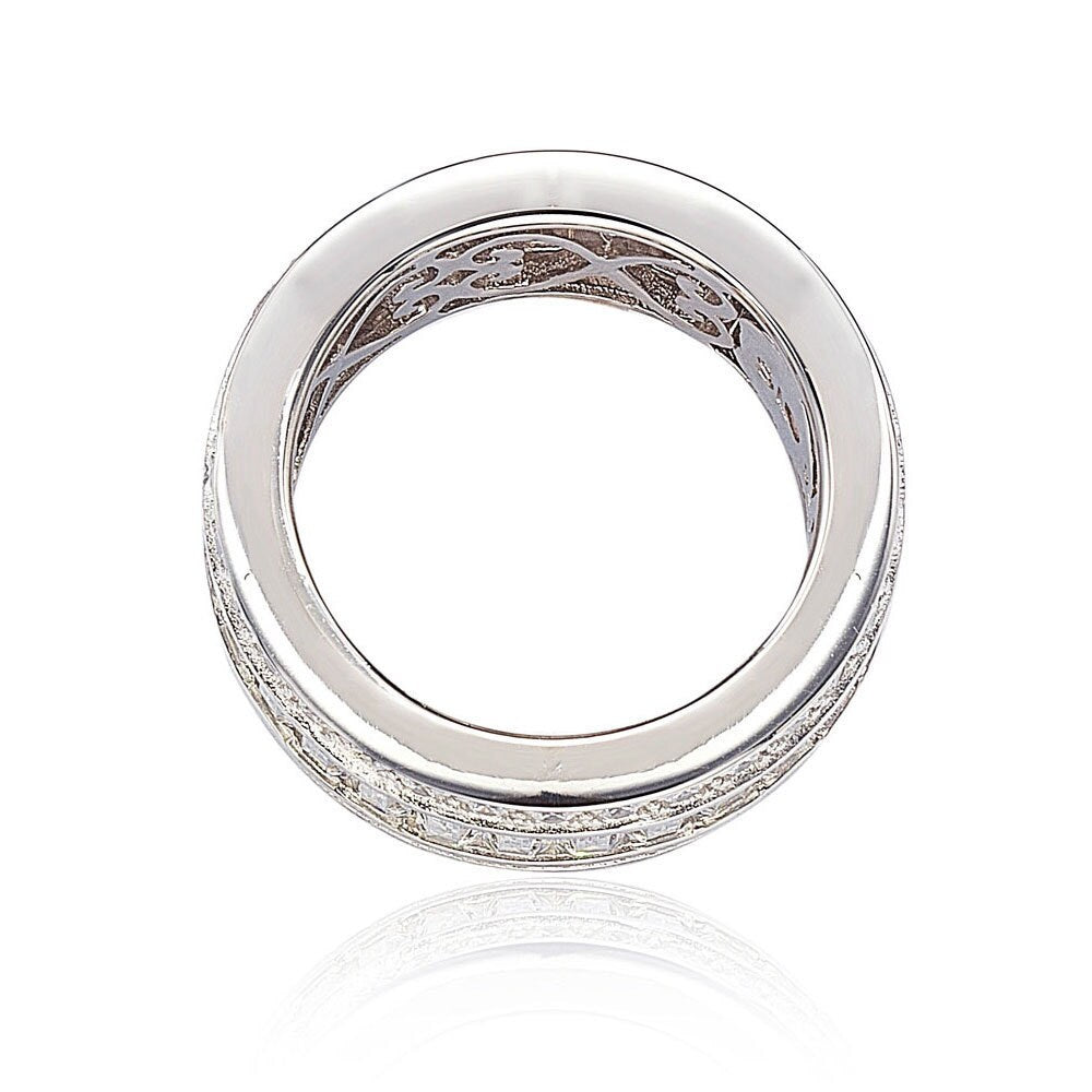Suzy Levian Sterling Silver Cubic Zirconia White Baguette Modern Eternity Band