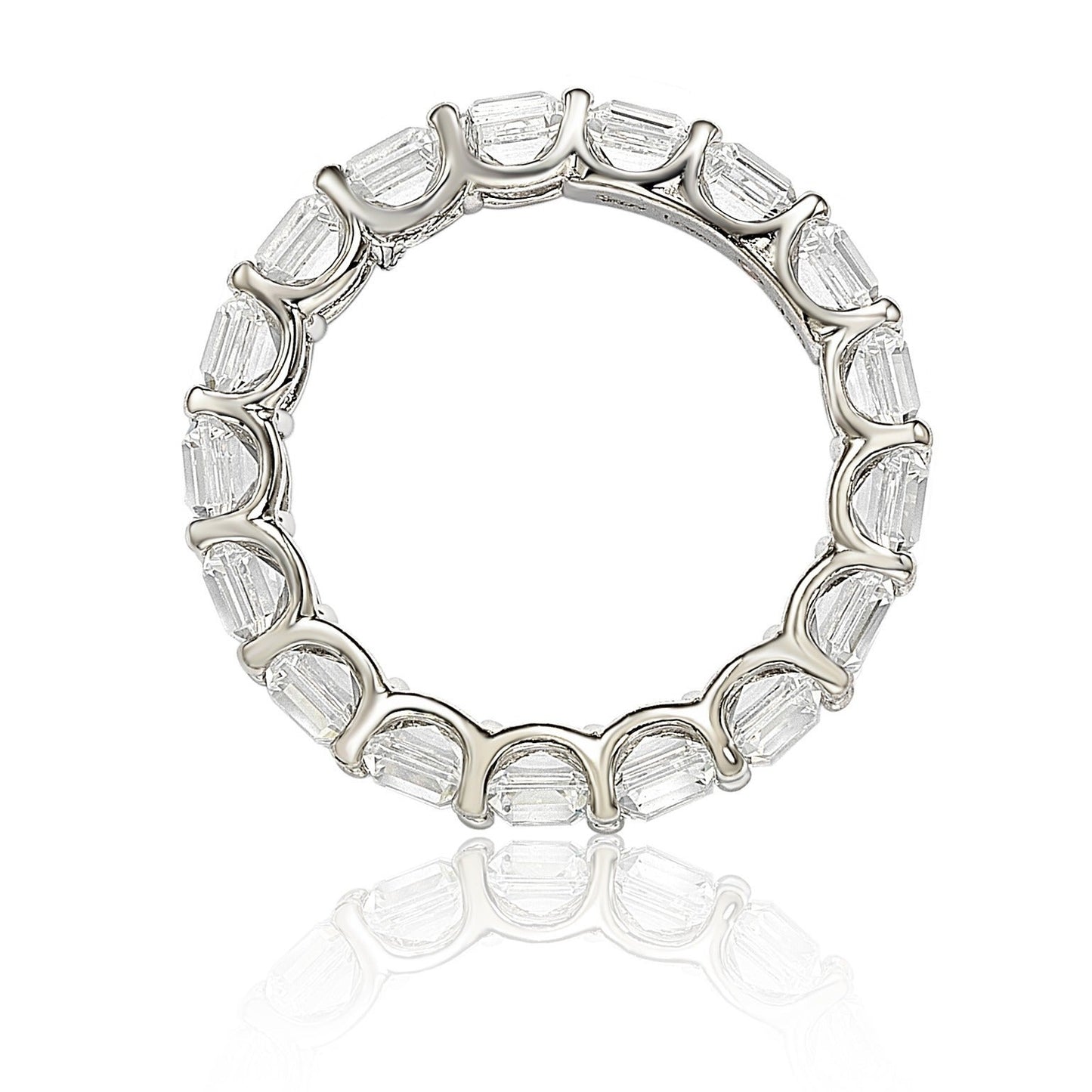 Suzy Levian Sterling Silver Cubic Zirconia White Modern Eternity Band
