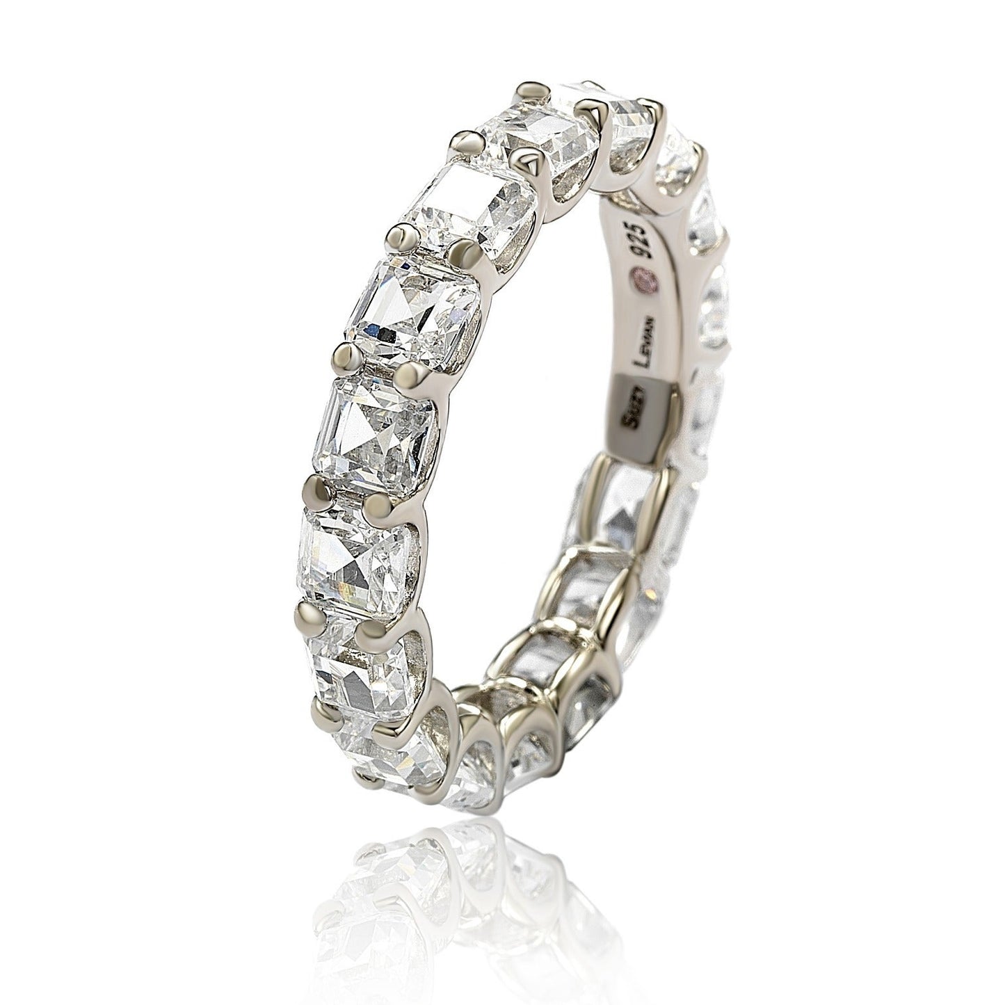 Suzy Levian Sterling Silver Cubic Zirconia White Modern Eternity Band
