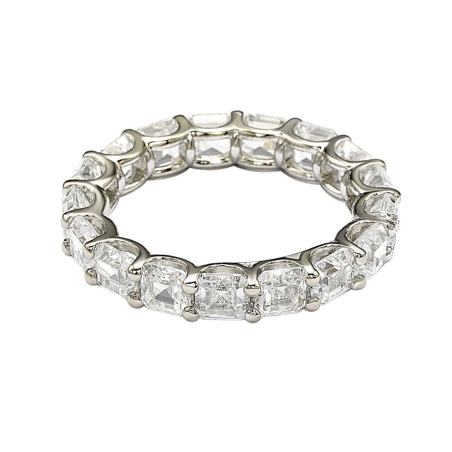Suzy Levian Sterling Silver Cubic Zirconia White Modern Eternity Band