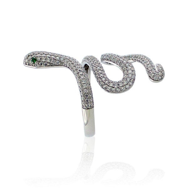 Suzy Levian Sterling Silver Cubic Zirconia Wild Snake Ring