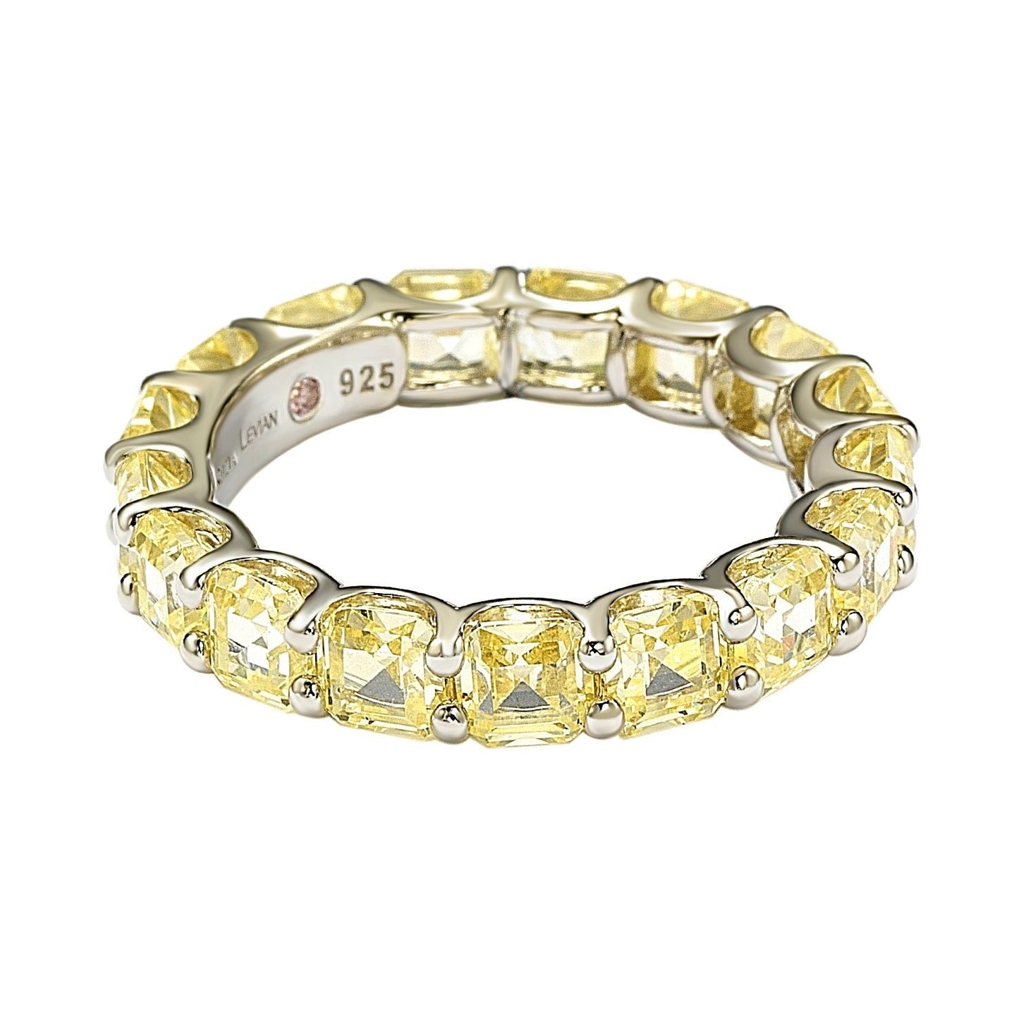 Suzy Levian Sterling Silver Cubic Zirconia Yellow Modern Eternity Band