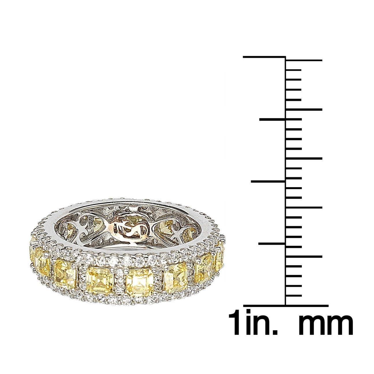 Suzy Levian Sterling Silver Cubic Zirconia Yellow and White Modern Eternity Band