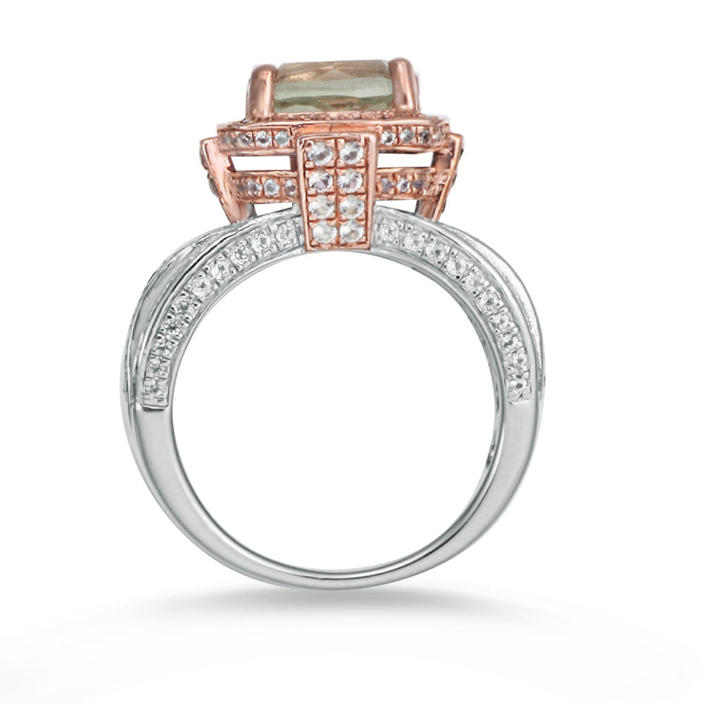 Suzy Levian Sterling Silver Cushion 5.36 TCW Green Amethyst