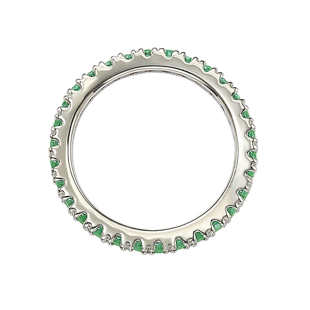 Suzy Levian Sterling Silver Green Cubic Zirconia Eternity Band