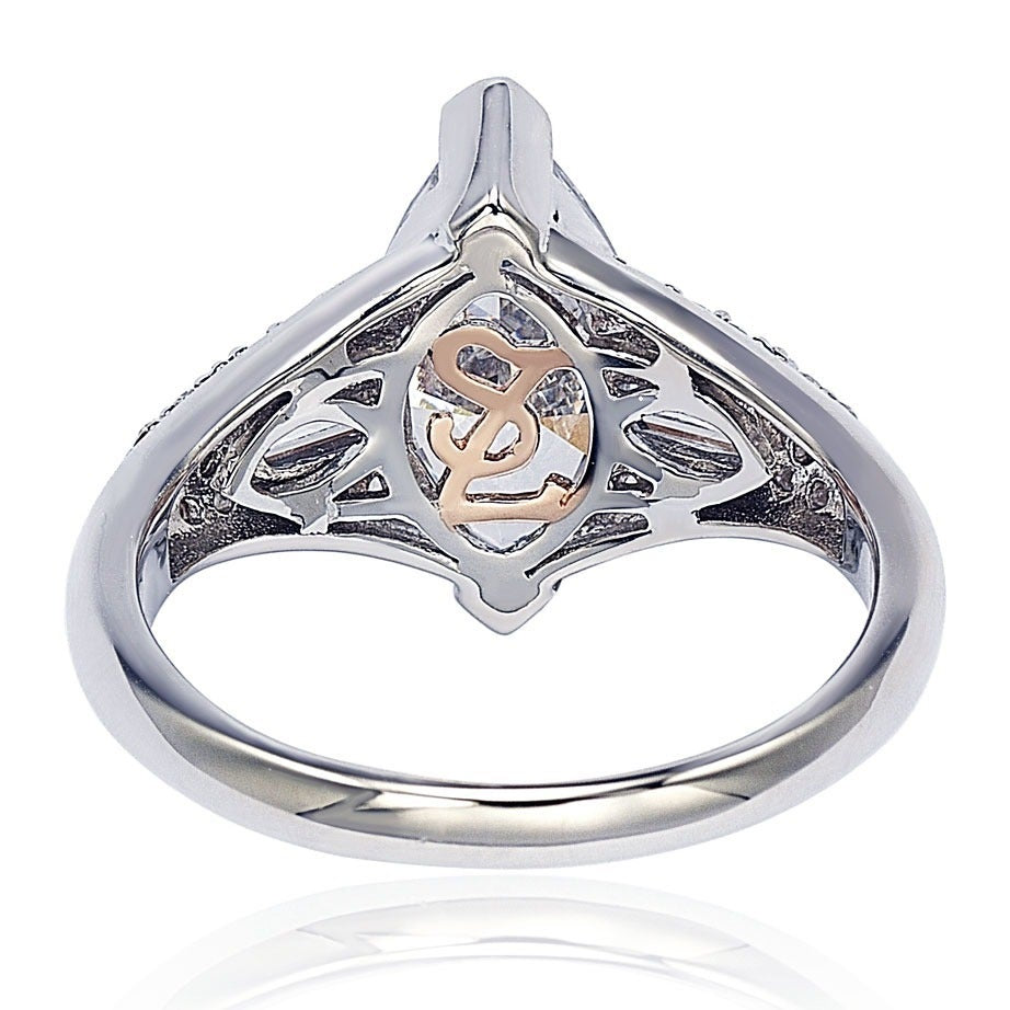 Suzy Levian Sterling Silver Marquise Cubic Zirconia Engagement Ring