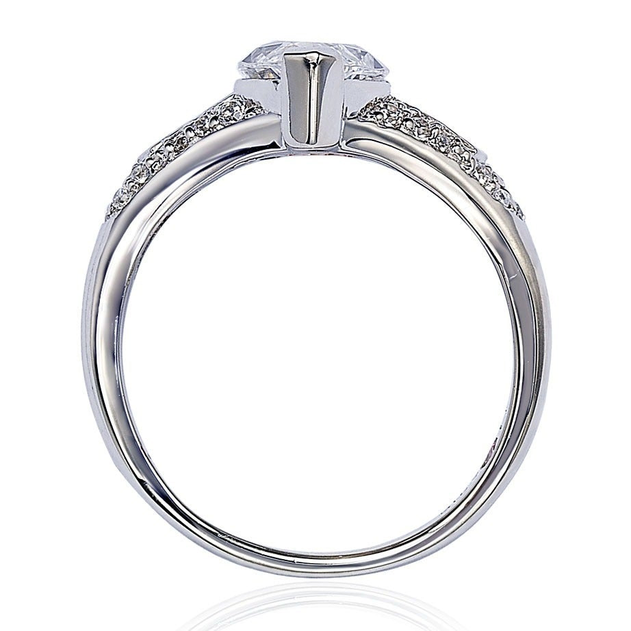 Suzy Levian Sterling Silver Marquise Cubic Zirconia Engagement Ring
