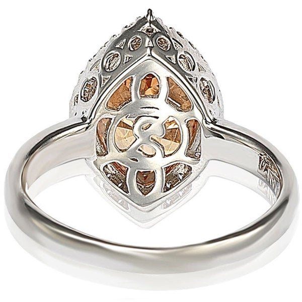 Suzy Levian Sterling Silver Marquise-cut Cubic Zirconia Halo Ring