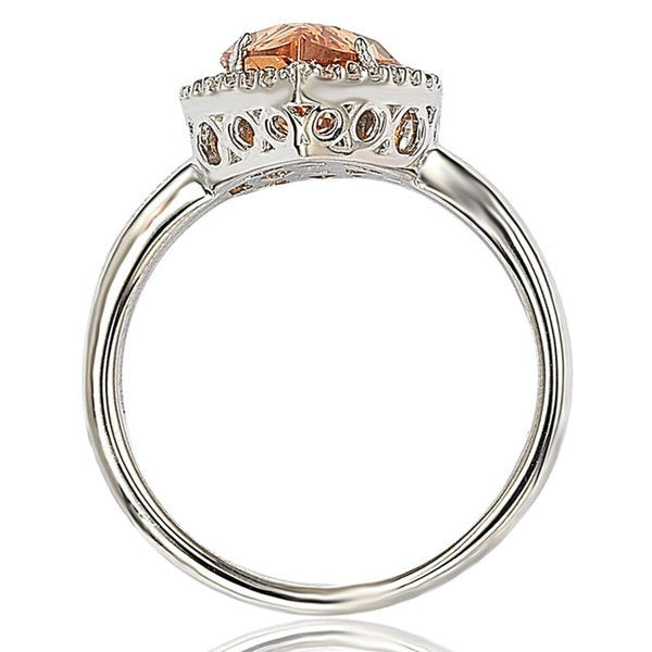 Suzy Levian Sterling Silver Marquise-cut Cubic Zirconia Halo Ring