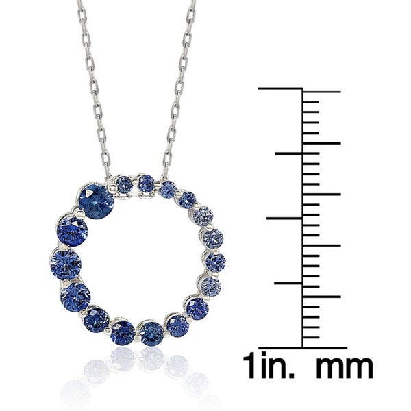 Suzy Levian Sterling Silver Natural Sapphire Circle Journey Pendant Necklace