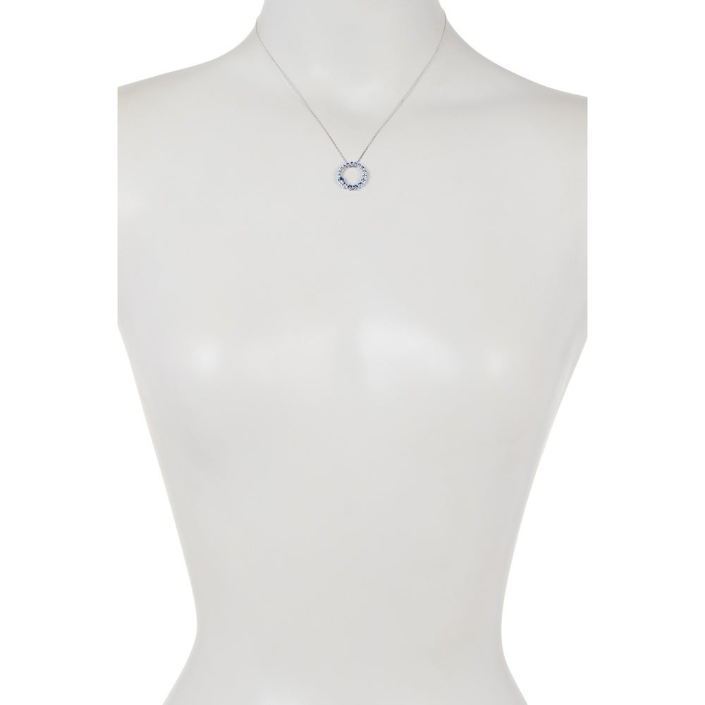 Suzy Levian Sterling Silver Natural Sapphire Circle Journey Pendant Necklace