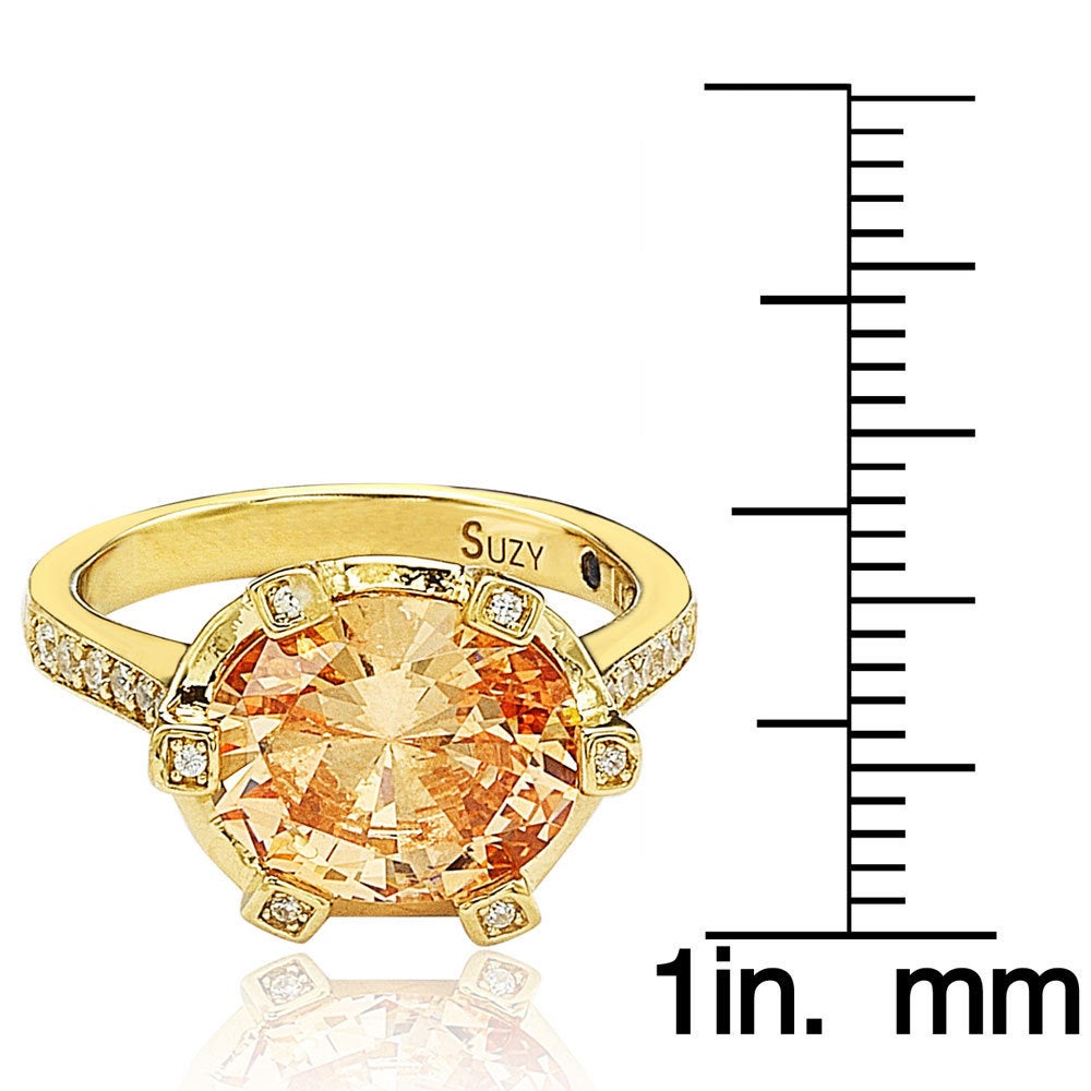Suzy Levian Sterling Silver Orange Cubic Zirconia Ring