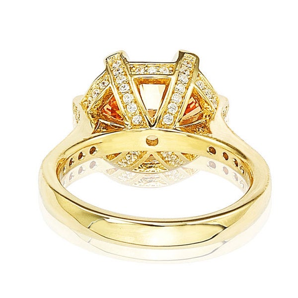 Suzy Levian Sterling Silver Orange Cubic Zirconia Ring