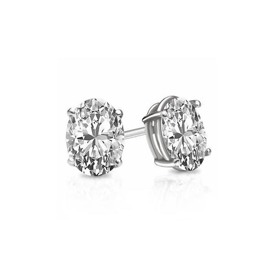 Suzy Levian Sterling Silver Oval Cut 1.50cttw Cubic Zirconia Earring Studs