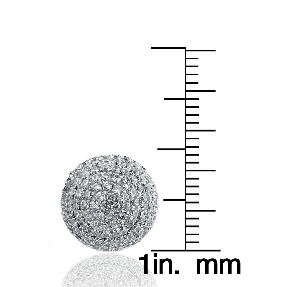 Suzy Levian Sterling Silver Pave Cubic Zirconia Ball Stud Earrings