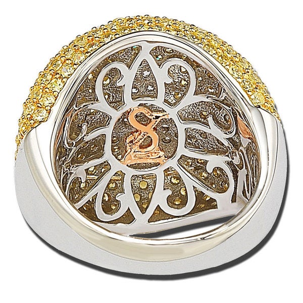 Suzy Levian Sterling Silver Pave Cubic Zirconia Butterfly Accent Ring