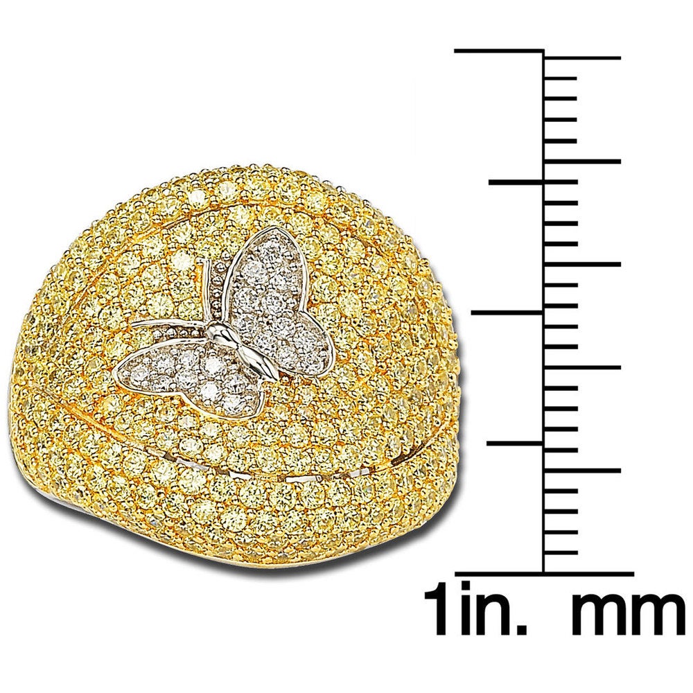 Suzy Levian Sterling Silver Pave Cubic Zirconia Butterfly Accent Ring