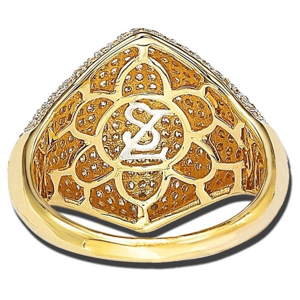 Suzy Levian Sterling Silver Pave Cubic Zirconia Modern Pave Ring