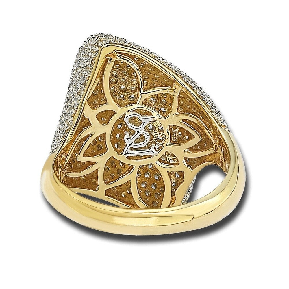 Suzy Levian Golden Sterling Silver Pave Cubic Zirconia Pave Dome Ring