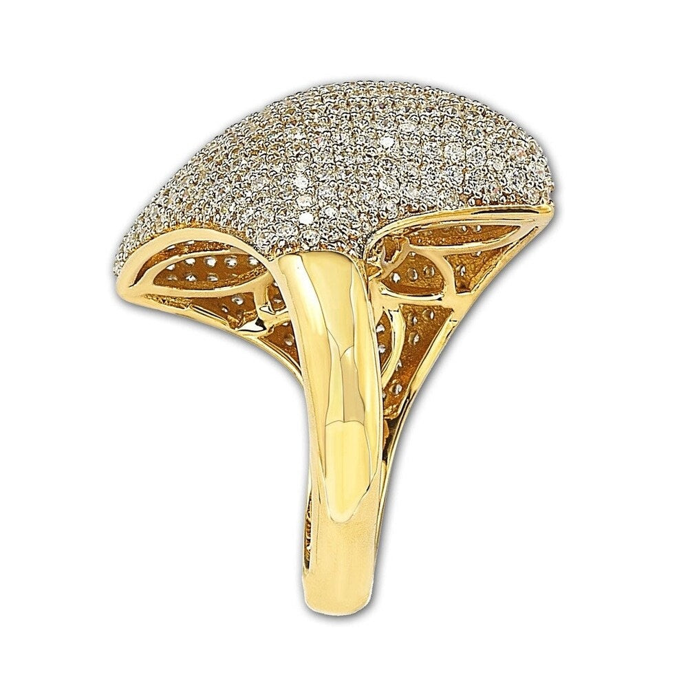 Suzy Levian Golden Sterling Silver Pave Cubic Zirconia Pave Dome Ring
