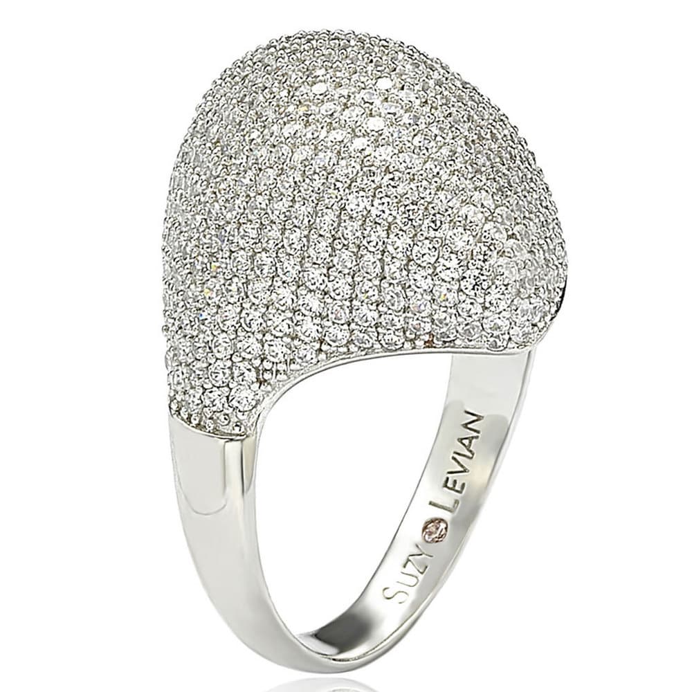 Suzy Levian Sterling Silver Pave Cubic Zirconia Pave Dome Ring